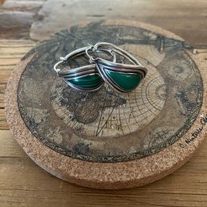 Pamela Love Silver and Malachite Hoop Earrings
